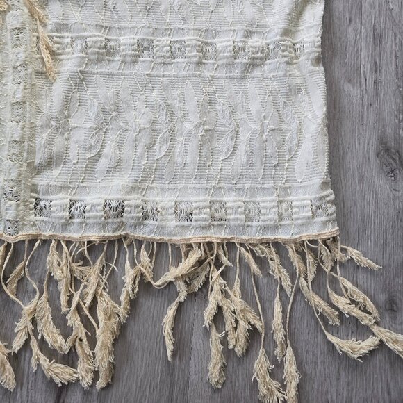 Anna Sui | cream boho western poncho with tassels blouse top | WMS M - Picture 6 of 9
